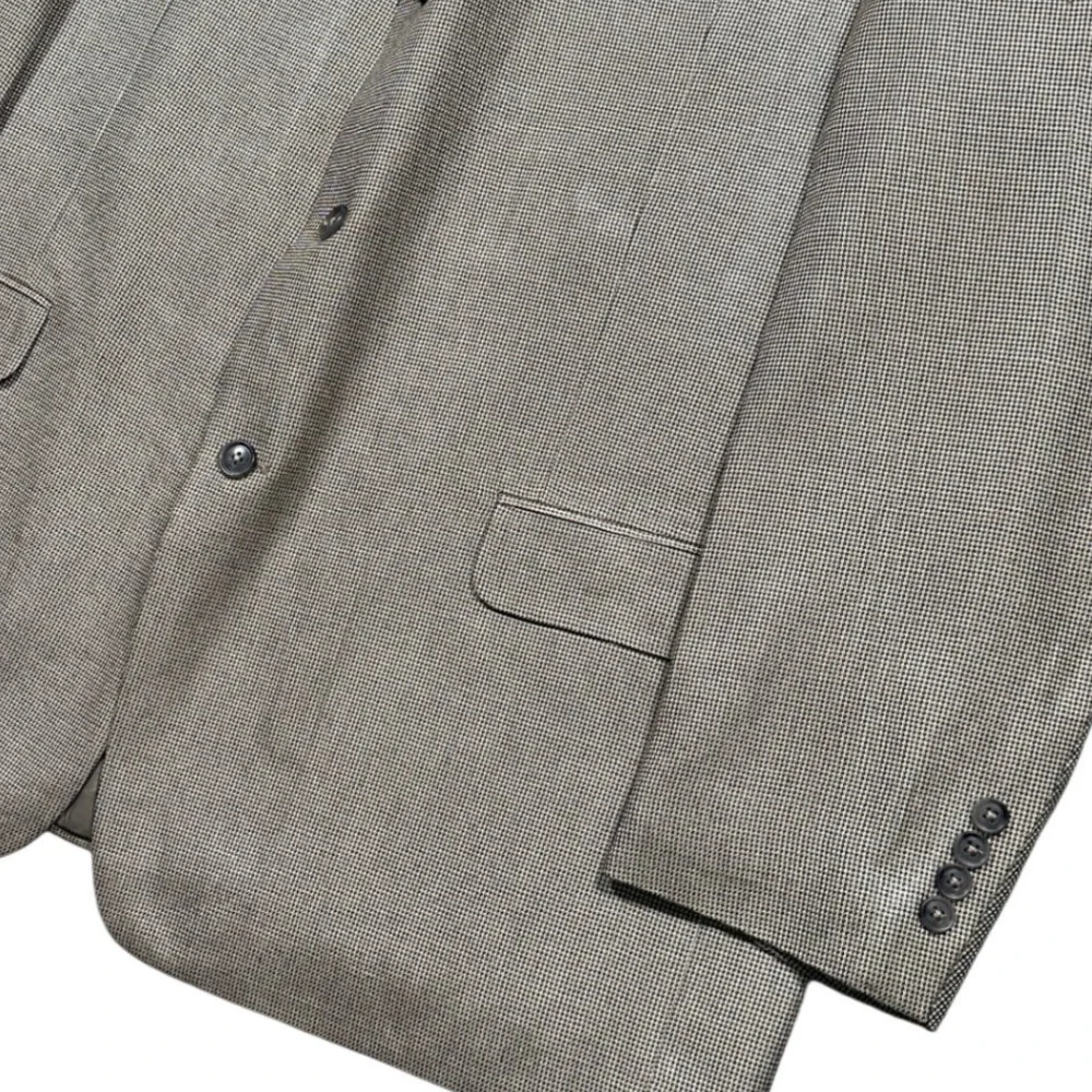 Linea‎ Uomo Blazer Mens 48 Long Tan 100% Silk 3-Button Micro-Check Sport Coat